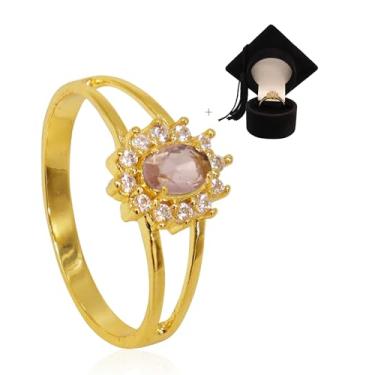 Imagem de Anel de Formatura Feminino De Moeda Antiga Banhado A Ouro Com Capelo - Secretariado (23)