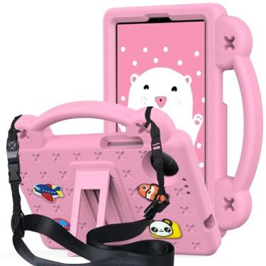 Imagem de Capa infantil para Xiaomi Redmi Pad SE 4g 8.7 2024, capa protetora de EVA leve à prova de choque com alça de ombro e suporte e alça para tablet Redmi Pad SE 4G 22.1 cm, rosa
