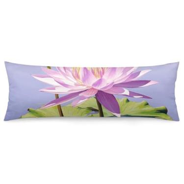 Imagem de Capa de travesseiro de corpo roxo de lírio de água ultra macia respirável com zíper decorativo fronha de cama fronhas para sofá de quarto, 48 x 135 cm