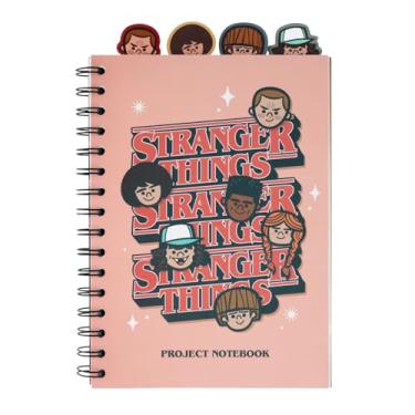 Imagem de Grupo Erik Caderno de projeto A5 com 4 divisórias - Stranger Things | Caderno A5 com divisórias, planejador de projetos, bloco de notas A5 | Mercadoria Stranger Things, presentes de Stranger Things