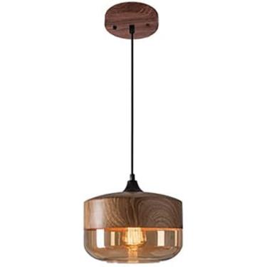 Imagem de Nordic Modern Loft Hging Glass Pendt Lamp Fixtures E27 Pendt Lights Wood Grain Metal Ceiling Lamp Para Restaurt Bar Sala De Estar Quarto, A