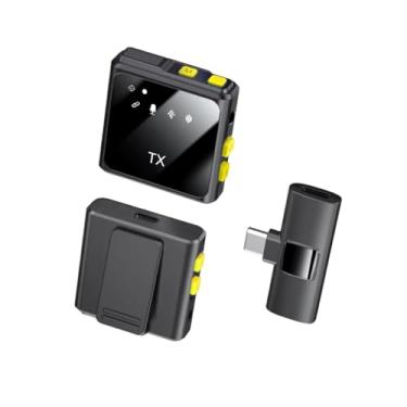 Imagem de Microfone de Lapela Duplo Tipo-C para Android, Sem Fio, Leve 26g, Redução de Ruído, Ideal para Vídeos, Reuniões e Aulas Online