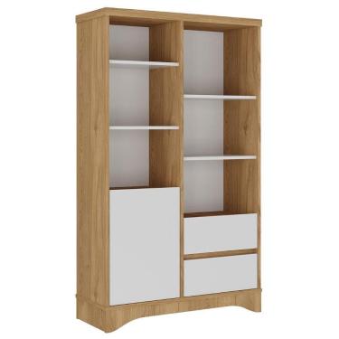 Imagem de Estante Livreiro Multiuso Com Prateleiras Dante Olmo-branco A06 - Mpozenato