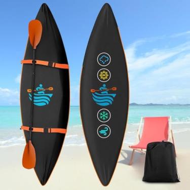 Imagem de Capa de caiaque, capa de canoa impermeável 600D, envoltório completo resistente engrossada para ambientes internos e externos, prancha de remo e barco de caiaque com capas de caiaque para