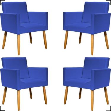 Imagem de Kit 4 Poltronas Decorativa Para Sala Recepção Consultório Nina Corino Cores Pé Palito 30 Cm Castanho