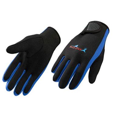 Imagem de EXCEREY Luvas de mergulho de neoprene com cinco dedos de 1,5 mm, luvas de mergulho para homens e mulheres premium para natação, mergulho, snorkeling, remo, surfe, caiaque (azul, M)