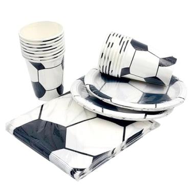 Imagem de Kit Mimo Tema Futebol: Lembrancinha Infantil Decoração de Mesa e Festa Esportiva DIY Aniversário Gincana Evento Escolar (16 Pratos 16 Copos 20 Guardanapos)