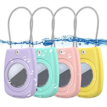 Imagem de Capa impermeável IPX8 AirTag com chaveiro, pacote com 4 AirTags, capa protetora completa para Apple Tag Tracker, suporte de etiquetas de ar para bagagem, chave, animal de estimação, mochila, 4 cores