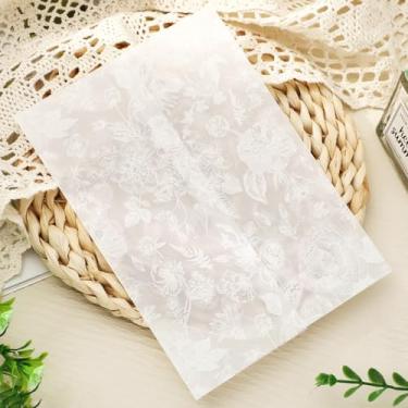 Imagem de Whaline 120 peças de jaquetas de veludo pré-dobradas para convites de papel floral branco translúcido 120 x 18 cm para casamento, chá de bebê, aniversário, cartões de festa de aniversário