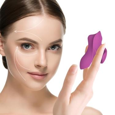 Imagem de KELITE Bola de massagem portátil nas costas, à prova d'água e recarregável, potente facial, multifuncional, olho e pescoço, mini massageador vibratório (roxo)