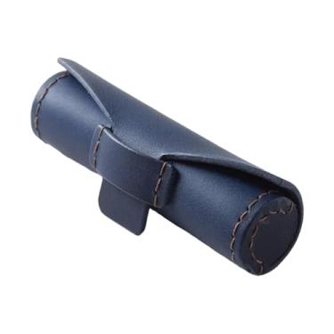 Imagem de oshhni Mini bolsa de couro para batom, elegante, pequena, presente para mulheres, uso diário, bolsa para batom, Azul