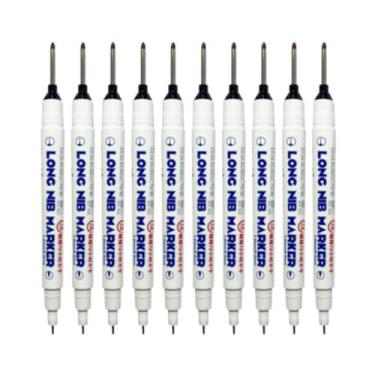 Imagem de MotiveTech 10 Marcadores de de Ponta Longa, Tinta de 20 Mm/0,79 Pol., à Prova D'água, para Loja de Ferragens, Preto