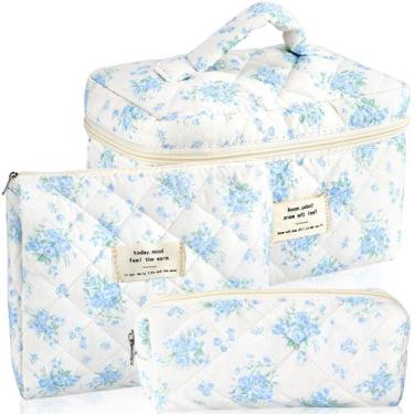 Imagem de Bolsa de maquiagem URSKYTOUS, conjunto de 3 de algodão acolchoado para