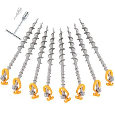 Imagem de Keltrion 8 peças de parafuso de alumínio em estacas de barraca, ideais para acampamento, trampolins, galpões, quintal, conjuntos de balanço de 35,5 cm - cinza prateado