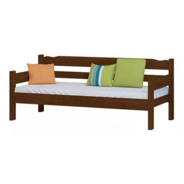 Imagem de Sofá Cama 03 Lugares Madeira Maciça Reforçada Castanho Com Colchão D20