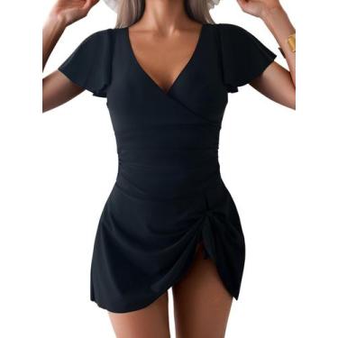 Imagem de Vestido de banho feminino Eagerbuy, roupa de banho com babados para co