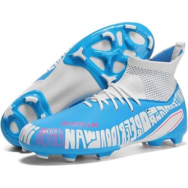 Imagem de Tênis de futebol masculinos de futebol com pontas longas, couro e borr