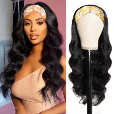 Imagem de Peruca com bandana Woman's Romance Body Wave 100% cabelo humano
