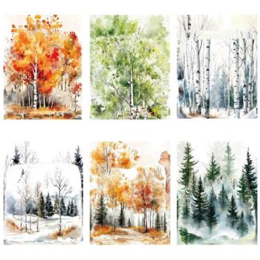 Imagem de 120 peças de adesivos PET com tema de árvore botânica para artesanato 