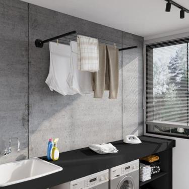 Imagem de Varal Parede Preto Apartamento Resistente Pequeno Cs0060p - Brasforma