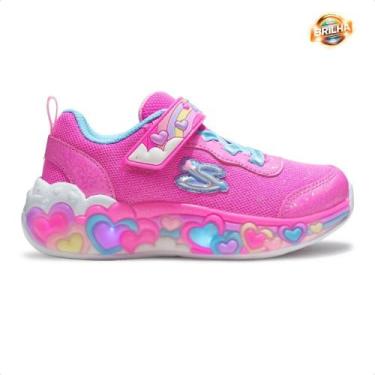 Imagem de Tênis Skechers Eternal Heart Lights Infantil, Rosa, Azul, 22