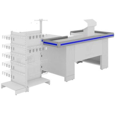 Imagem de Balcão Checkout 1,50M Bilateral + Check Stand Premium 1,10x0,84x0,56 B