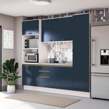 Imagem de Cozinha Compacta Celeste Kappesberg 100% Mdf Branco/azul