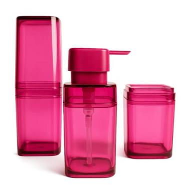 Imagem de Kit Pia Banheiro Lavabo Toilet Dispenser Pote Escova Algodão - Aurora 