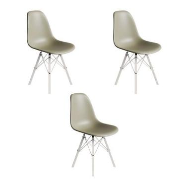 Imagem de Conjunto 3 Cadeiras Eames Estilo Moderno em Ferro Branco com Assento F
