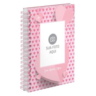 Imagem de Agenda Diária 2026 Capa Dura Personalizada Com Foto Rosa Coraçõezinhos