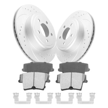 Imagem de GAIASURGE Kit De Pastilhas E Rotores Freio Compatíveis Com Dodge Charger 2006-2022, Challenger 2009, Kits Reposição Automotivos Traseiros 53024 D1057A-8292 Geomet Perfurado Ranhurado 320 Mm (12,6 Po