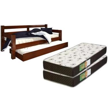 Imagem de Bicama Madeira Maciça com 2 colchões D20 88x188x12 - Digo.Casa