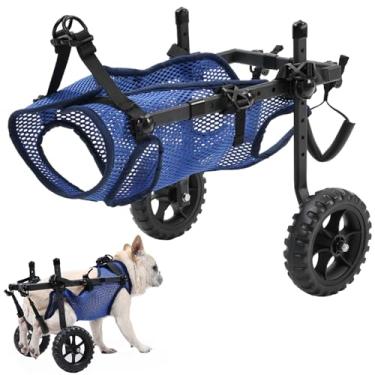 Imagem de Cadeira de rodas para cães atualizada para pernas traseiras, carrinho ajustável para cães pequenos com rodas para deficientes, feridos, paralisados, idosos, auxiliares de mobilidade com suporte de