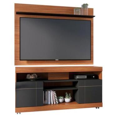 Imagem de Rack Yara E Painel Maia Tv 55 Pol 136 Cm 5016 Noce Milano Preto Colibr