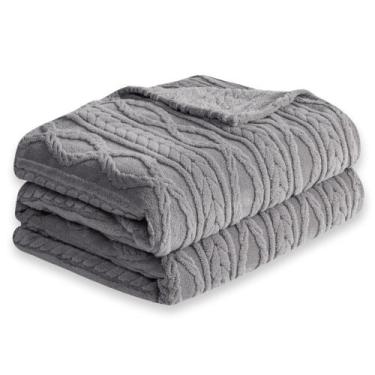Imagem de Manta COOVA Cinza Fleece Sherpa Soft 127x152 cm