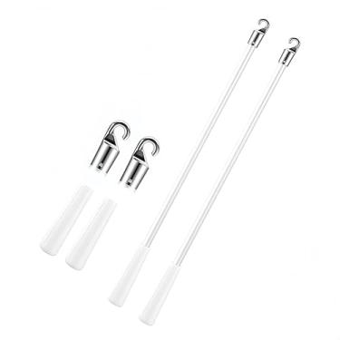 Imagem de Wonafa Varinhas cegas de fibra de vidro de 43 cm, 2 peças de haste branca com gancho e aderência, peças de reposição de persianas verticais, abridor de plástico, varinha inclinável para cortina (fibra