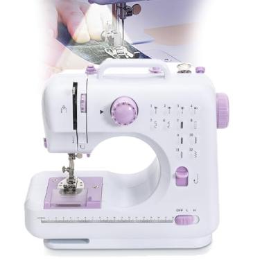 Imagem de Kit De Mini MáQuina De Costura Com 12 Tipos De Pontos, Luz Led E Pedal, AjustáVel E Com Enrolamento AutomáTico. Ideal Para Iniciantes Na Costura De Roupas, Meias E LençóIs