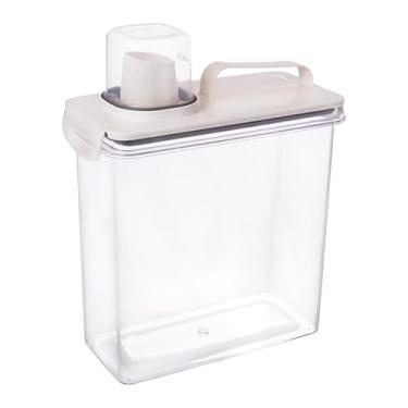 Imagem de Kit Pote Hermético Dispenser Multiuso 3 Litros Com Copo Dosador E Travas Lavanderia Cozinha Despensa (Branco | Unidade)