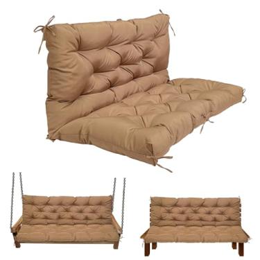 Imagem de LQQSDPJ Almofadas de substituição de balanço para exterior: almofada impermeável de banco de 2 a 3 lugares com laços - almofada de balanço de 10 cm de espessura para móveis de jardim e varanda
