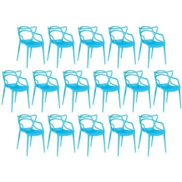 Imagem de Kit 16 Cadeiras De Jantar Allegra Design Empilhável - Azul