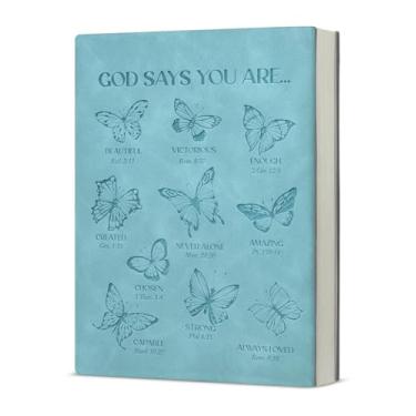 Imagem de KSFFWQIN Caderno inspirador cristão God Says You Are Beautiful Bible Verse Journal Butterflies Writing Notebook Religioso Incentivo Presentes para Mulheres Meninas