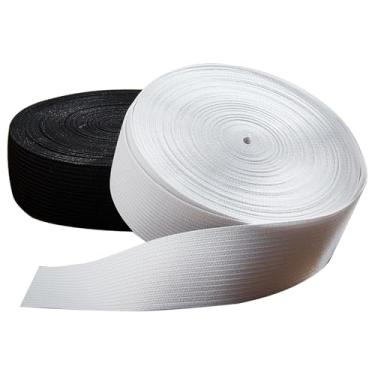 Imagem de letsinstyle 2 peças de faixas elásticas de costura preta e branca de 3,5 m de largura, faixa elástica pesada de alta elasticidade, alça elástica larga de malha plana para costura na cintura da calça