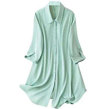 Imagem de Leriya Fashion Vestido ocidental || Vestido feminino de rayon liso com botões frontais || Vestido rodado com mangas e gola redonda || Escritório || Vestidos curtos de verão para mulheres., Pista, G