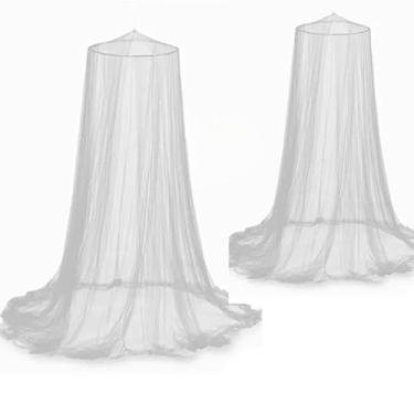 Imagem de Kit 2 Mosquiteiros de Teto para Berço com Renda e Micro Furos | Proteção Contra Mosquitos | Mosquiteiro para Berço com Elástico(Branco + Branco,2)