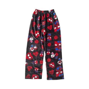 Imagem de Calças De Pijama Flaneladas Y2K Hello Kitty SpiderMan, Confortáveis E 