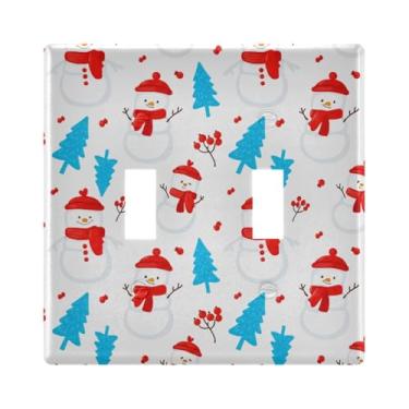 Imagem de Burbuja Capa de placa de parede com interruptor de luz de árvore de bonecos de neve, placa decorativa de parede, parafusos incluídos, 2 gangos