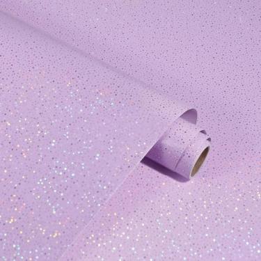 Imagem de Papel de parede roxo claro para contato brilhante 60 cm x 1,198 cm papel de contato com glitter moderno autoadesivo removível com pontos brilhantes para bancadas, prateleiras, gavetas, cozinha, sala