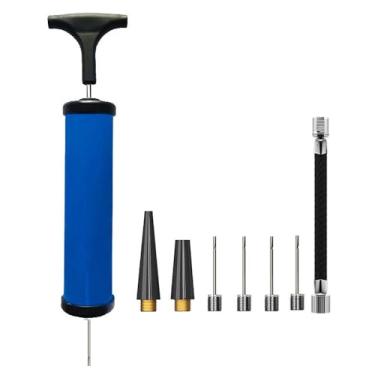 Imagem de 1 bomba de bola multifuncional portátil com agulha e bocal, inflador de bola para futebol, basquete, vôlei, natação