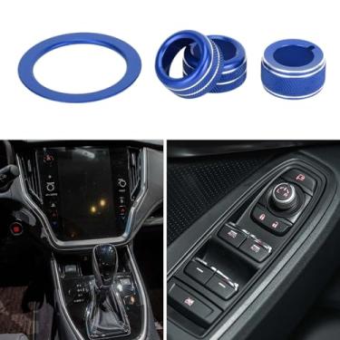 Imagem de TUCKBOLD Media Volume Tune Engine Start Mirror Control Switch Knob Cover Ring para Subaru Crosstrek Impreza 2024-2025 Resistente | Decalque Interior Acabamento Azul 4 Peças