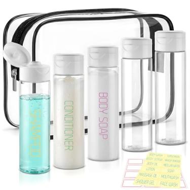 Imagem de Cosywell Garrafas de viagem para artigos de higiene pessoal frascos de xampu pré-impressos recipientes de tamanho de viagem aprovados pela TSA, Transparente., B - 96 g - transparente - 3 etiquetas 2